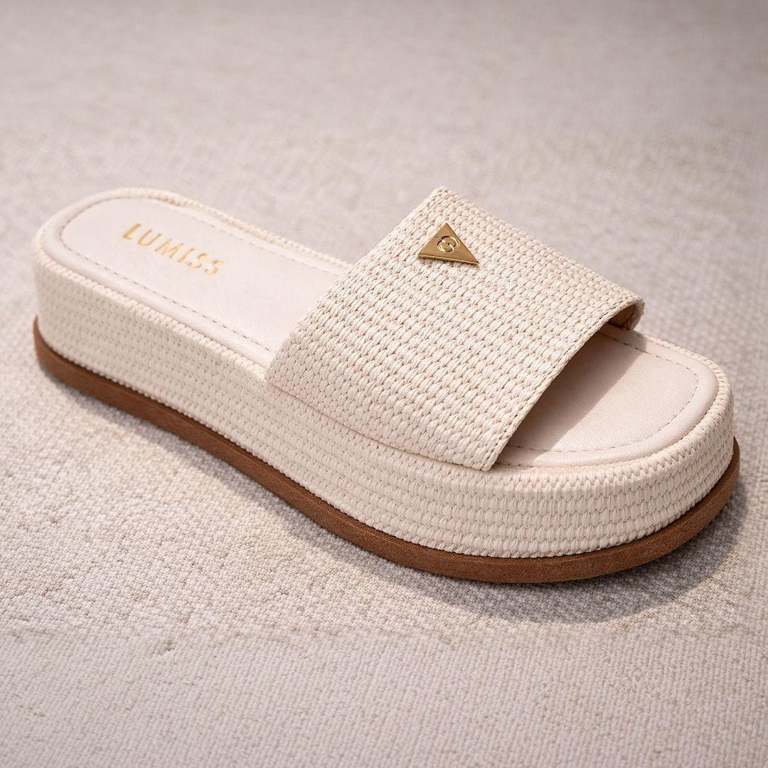 Tamanco Feminino Lumiss Flatform Confortável Juta