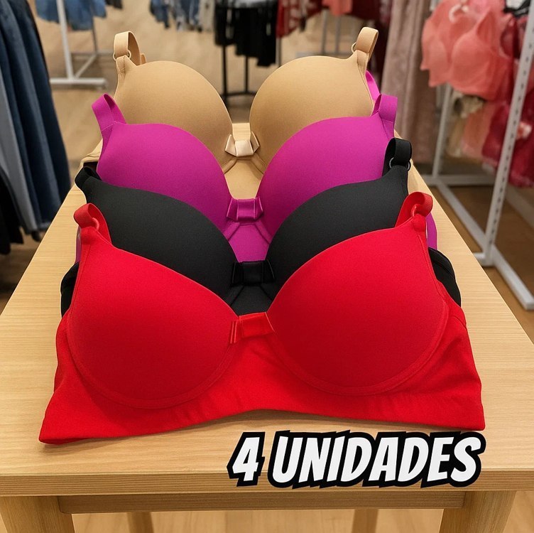 Sutiãs Com Bojo Kit 4 Alça Reforçada Cores Lisas Revenda Lux
