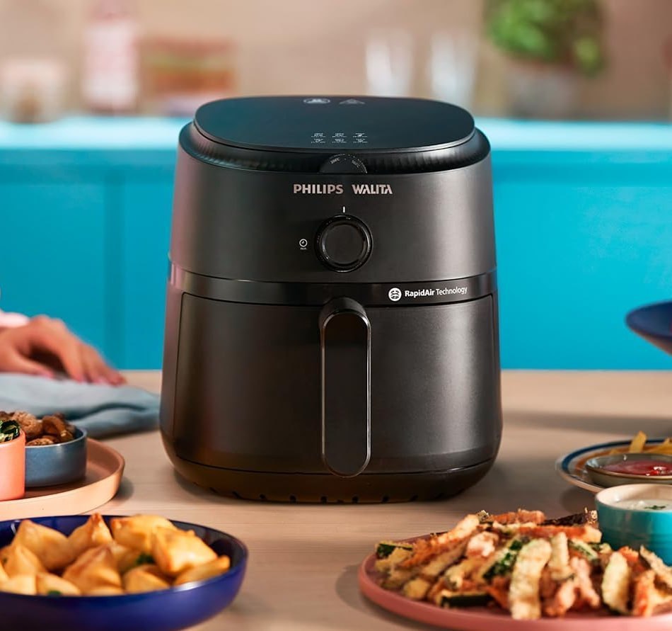 Philips Walita Fritadeira Airfryer Série 1000 4,2L, Tecnologia Rapid Air, 12 Funções de Cozimento, Economia de Energia, Limpeza Fácil, Design Compacto, Preta, 110V (NA120/00)