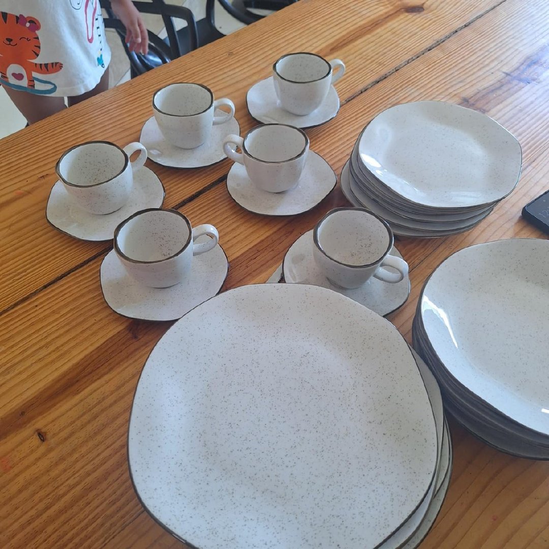 🤓Aparelho De Jantar E Chá Ryo Maresia 20 Peças Branco E Marrom Oxford