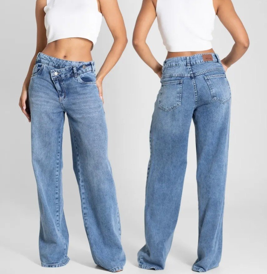 Calça Jeans Sawary Wide Leg Índigo Feminina - Tam. 34/36/40