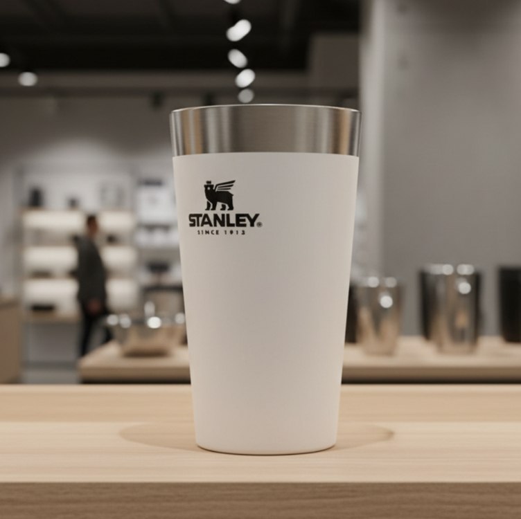 Copo de cerveja isolado, copo empilhável Stay Chill de 473 ml, para bebidas quentes ou fri...