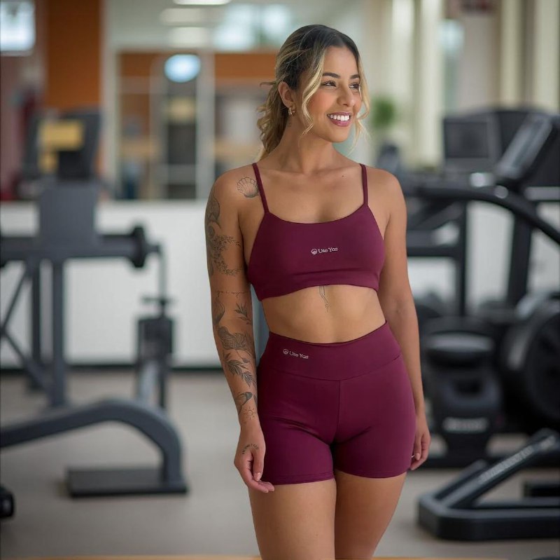 Conjunto Fitness Virginia Top + Shorts Meia Coxa Cintura Alta