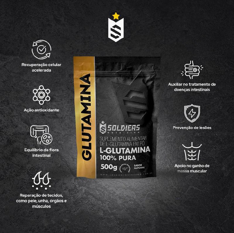 L-glutamina 500g - 100% Pura Importada - Soldiers Nutrition