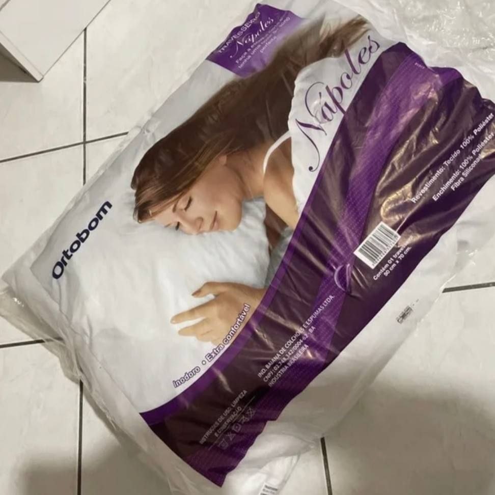 Travesseiro Ortobom de Cabeça 10cm de Altura Macio Poliéster Nápoles