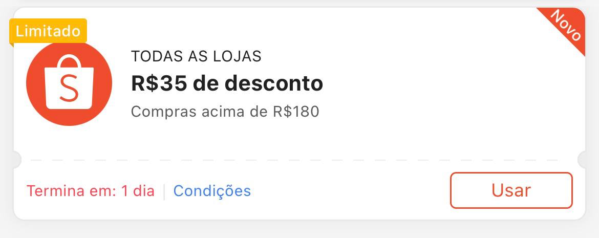 Cupom R$ 35 a partir de R$ 180 - Shopee