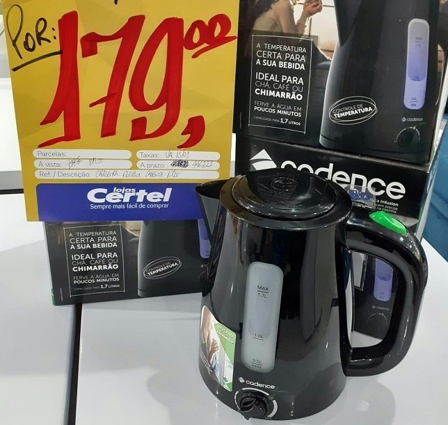 Chaleira Elétrica Cadence Infusion 1,7L Ajuste temperatura opção ”Chimarrão” - 110v