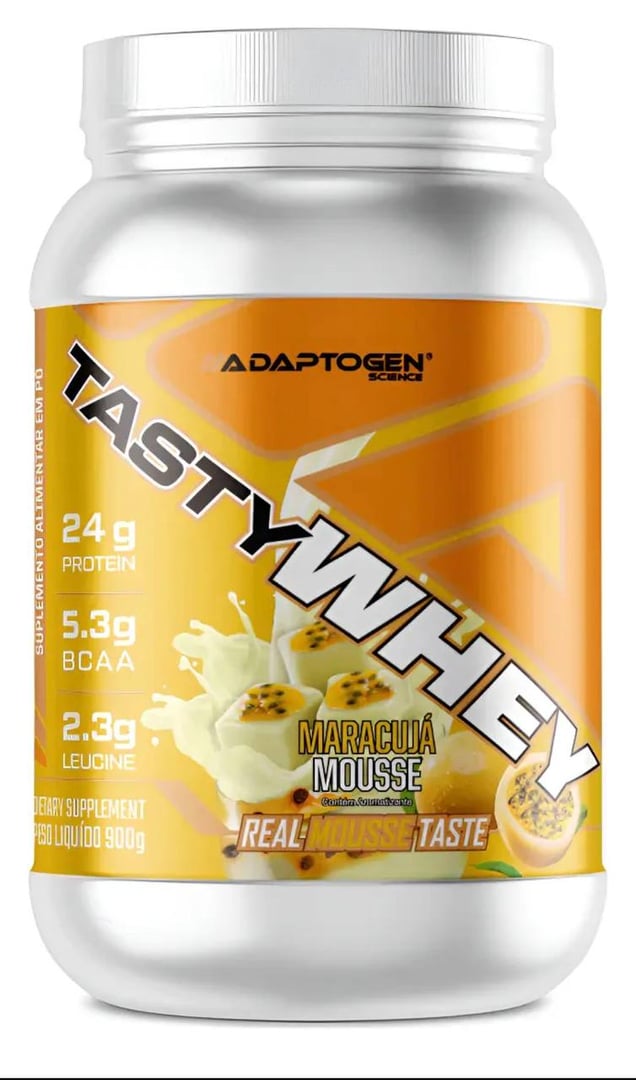 Tasty Whey 3w Gourmet Whey Protein Adaptogen Science Pote 900g Sabor Mousse de Maracujá