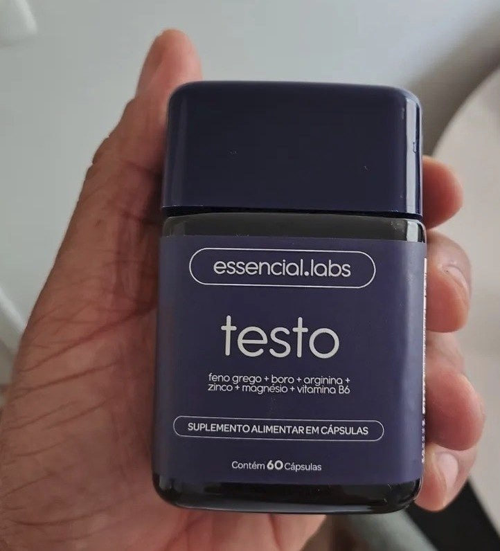 Testo Essencial - Fórmula Exclusiva Com Feno Grego + Boro + Arginina + Zma + Vitamina B6 - Precursor Da Testosterona - 60 Cápsulas Sem Sabor