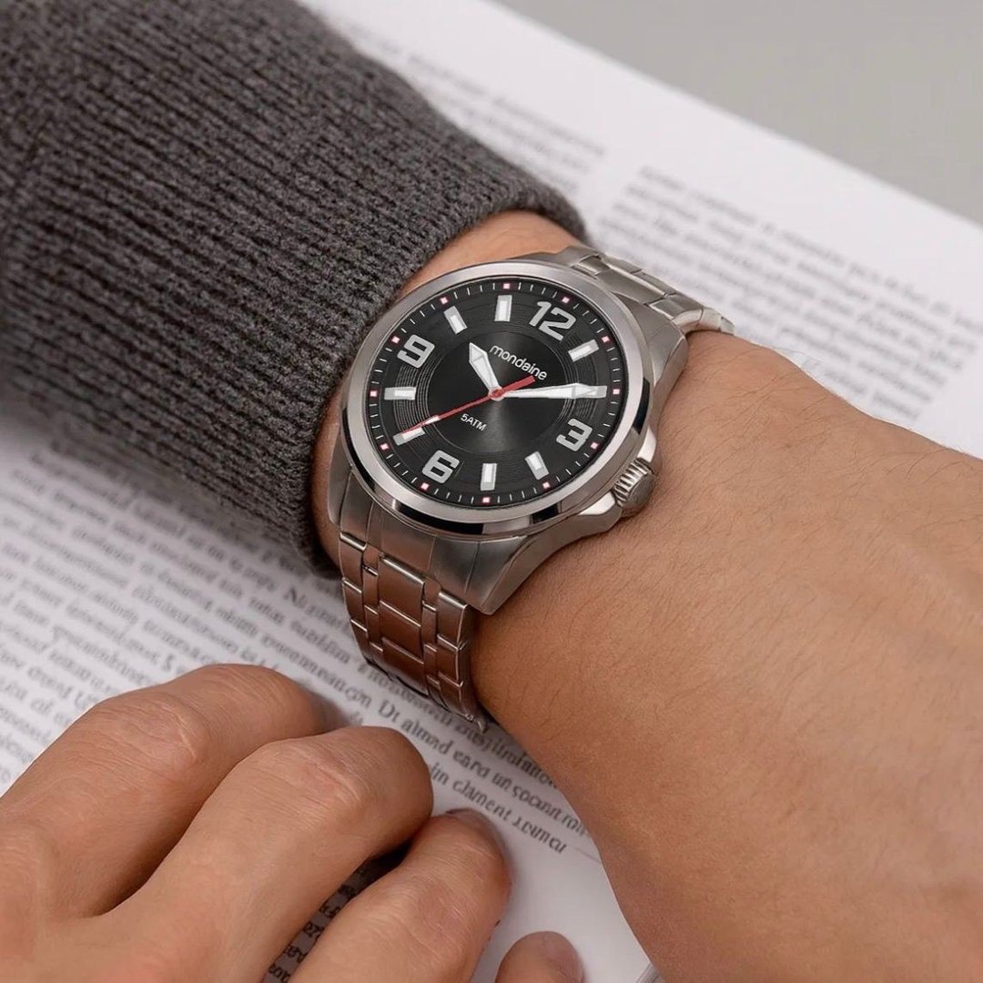 Relógio Mondaine Masculino Analógico Prateado 83523g0mvne2 Prateado Prateado Preto