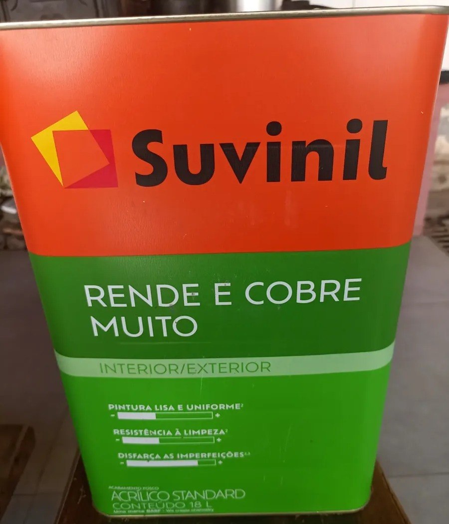Tinta Acrílica Suvinil Standard 18L Rende e Cobre Muito - Branco Neve Fosco