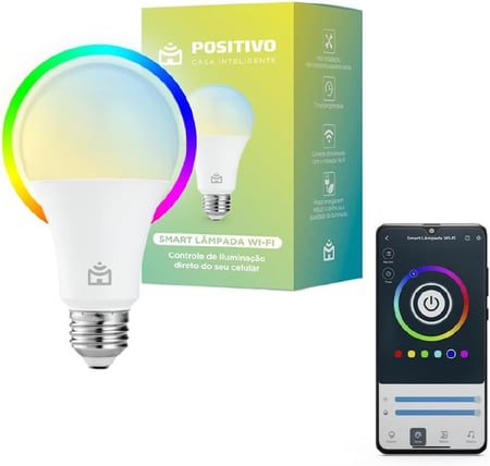 Smart Lâmpada Wi-Fi Positivo Casa Inteligente, Iluminação Branca (Quente e Fria) e RGB (At...