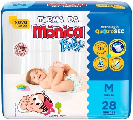 Fralda Turma da Mônica Baby Jumbo M 28 Unidades