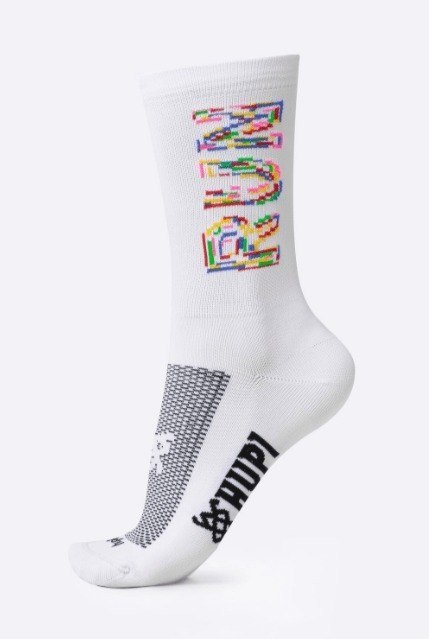 Meia Ciclismo Corrida Bike Hupi Cano Médio Cores 1 Par - Run Colors Branca - 36-42
