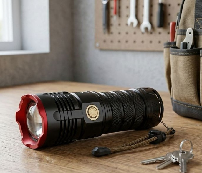 Lanterna Led Tática Mais Forte Do Mundo 2km Militar Potente Preto