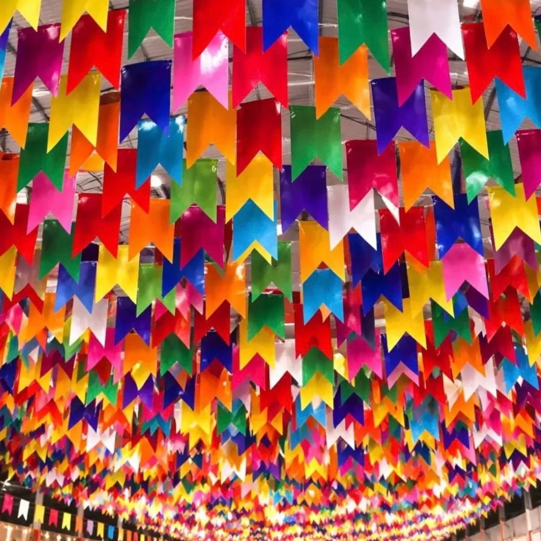 200 Metros Bandeirinhas Festa Junina Arraiá São João Bandeirolas Coloridas Para Decoração ...