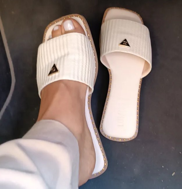 Sandália Lumiss Rasteira Confort Bico Quadrado Feminina Num. 34 ao 40 - 5 cores