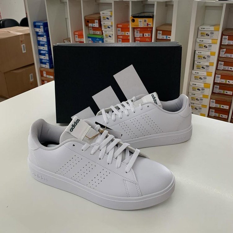 Tênis Casual Masculino Advantage Base 2.0 adidas Cloud White/collegiate Green Liso 41 Br