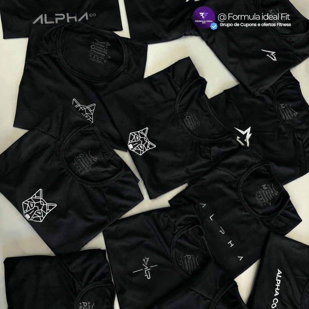 Kit 5 Camisetas Dry All Black Alpha