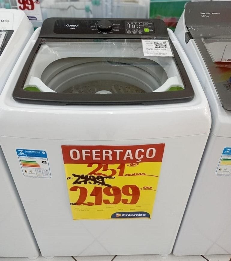 Lavadora de Roupas Consul 16kg Cesto Inox 12 Programas c/ Ciclo Edredom Branca - 110v/220v