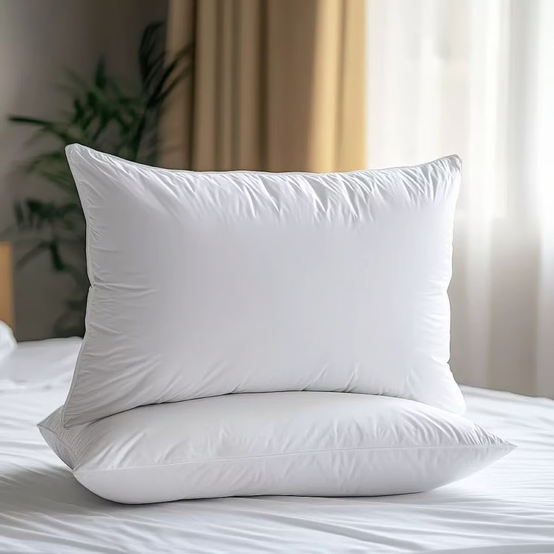 🤓Kit 02 Travesseiro Antialérgico Pluma De Ganso 70cm X 50cm Cor Branco