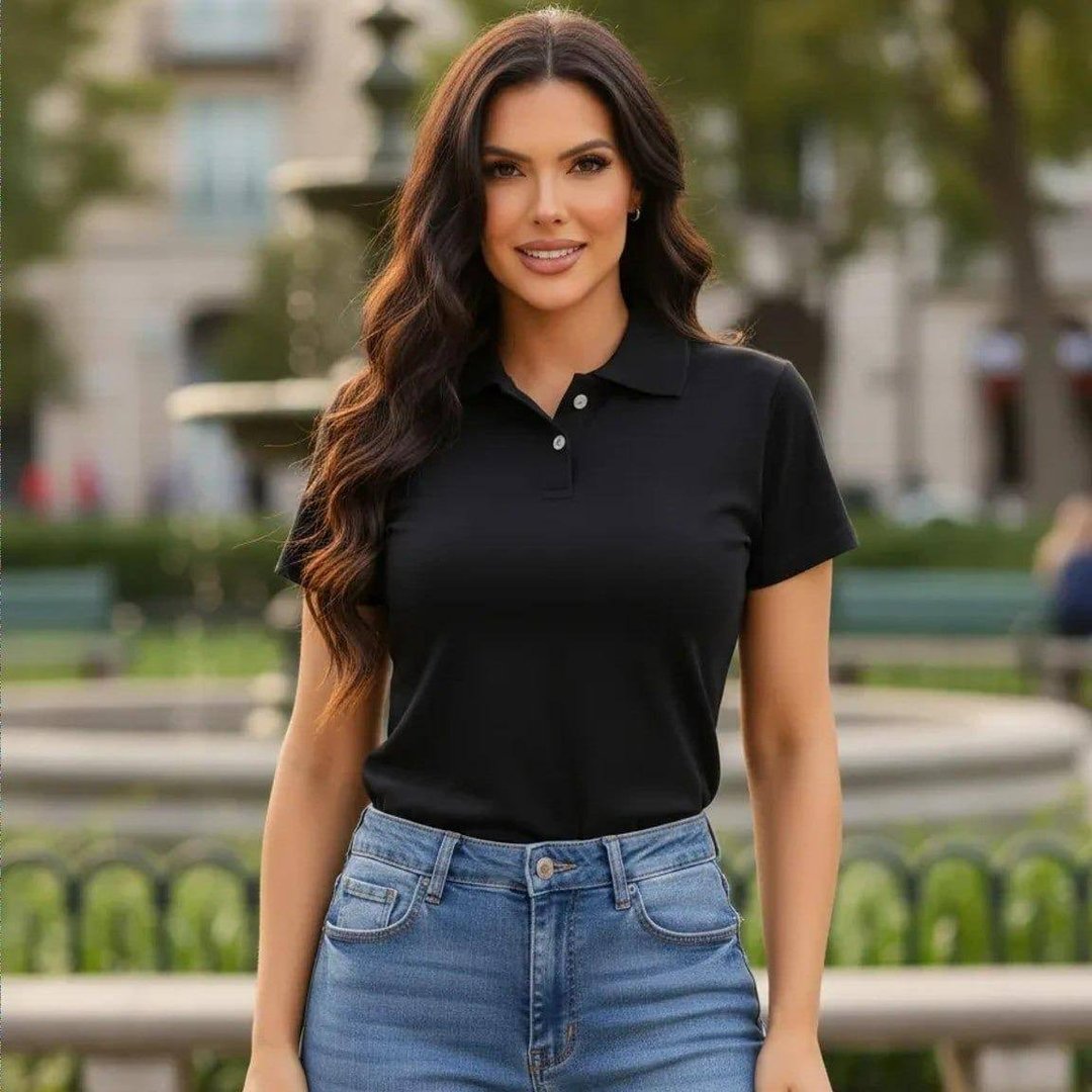 Camisa Gola Polo Feminina Básica Algodão Social Uniforme