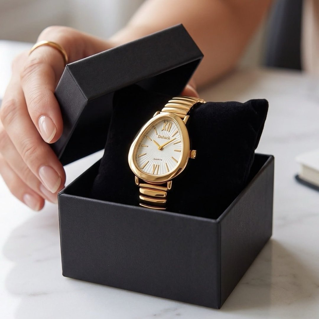 Relógio De Pulso Feminino Premium Aço Bracelete Tulipa Moda Dourado