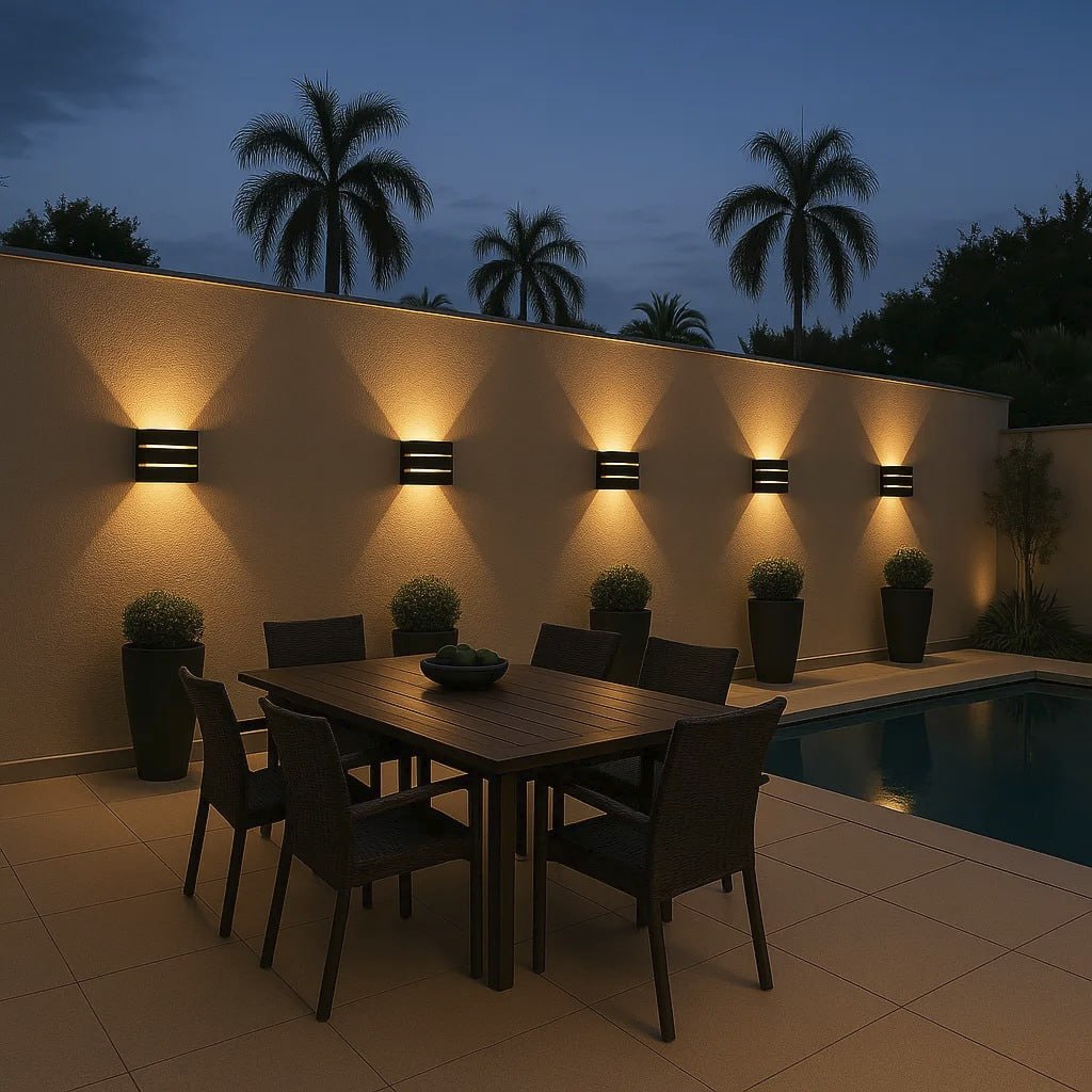 Kit 6 Arandela Luminária De Parede Slim Led Spot Decoração Jardim Preto Led Quente 127/220...