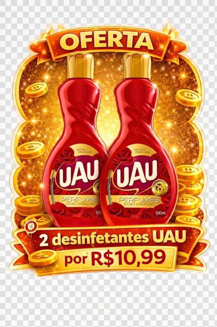 Kit 2un Limpador Perfumado 500ml Uau Flores Vermelhas