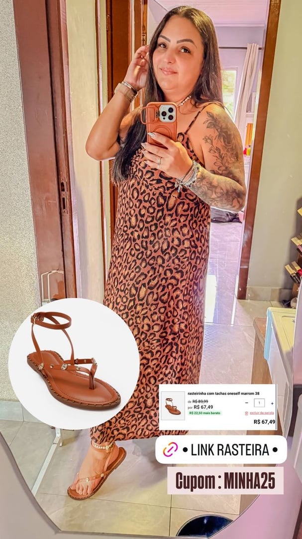 rasteirinha com tachas oneself marrom