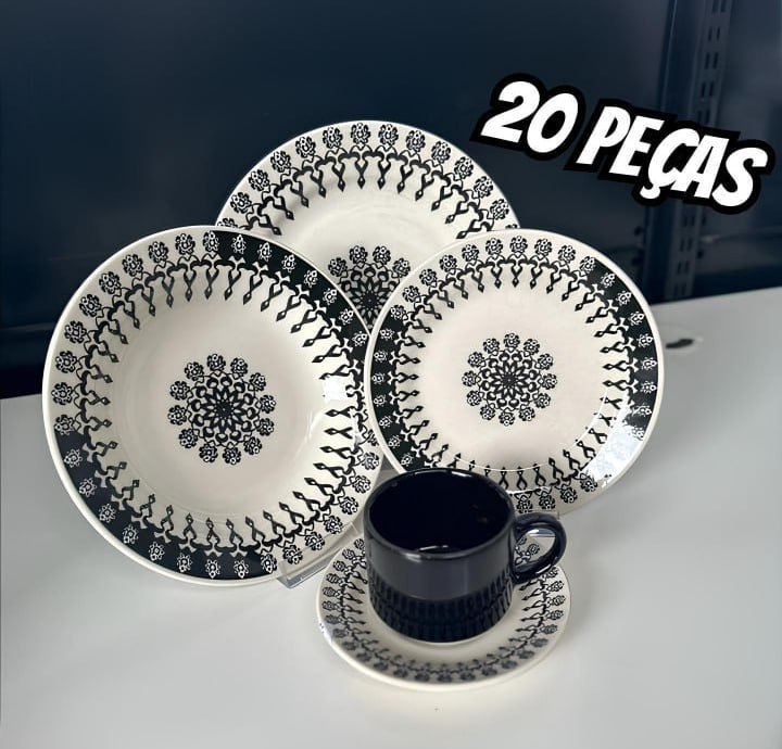 Aparelho De Jantar Oxford Cerâmica Folk 20 Pç Cor Estampado