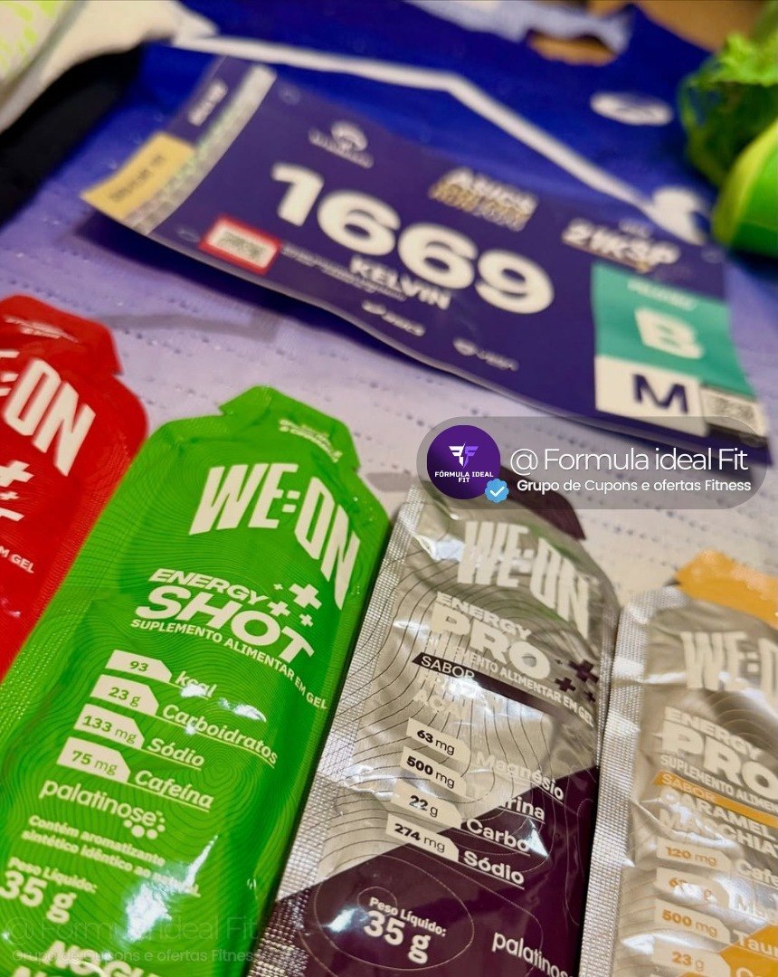 Gel Carbo Carboidrato Energy Shot We:On Morango Kiwi Caixa 10 Sachês Corrida Bike