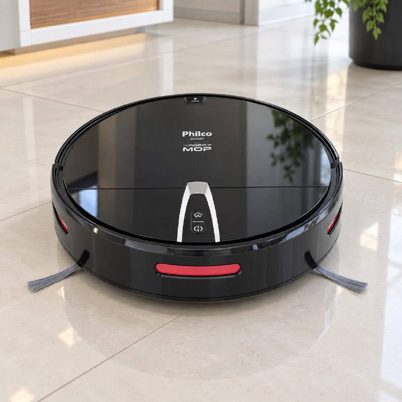 Aspirador de pó robô PAS26P mop antiqueda Philco cor preto