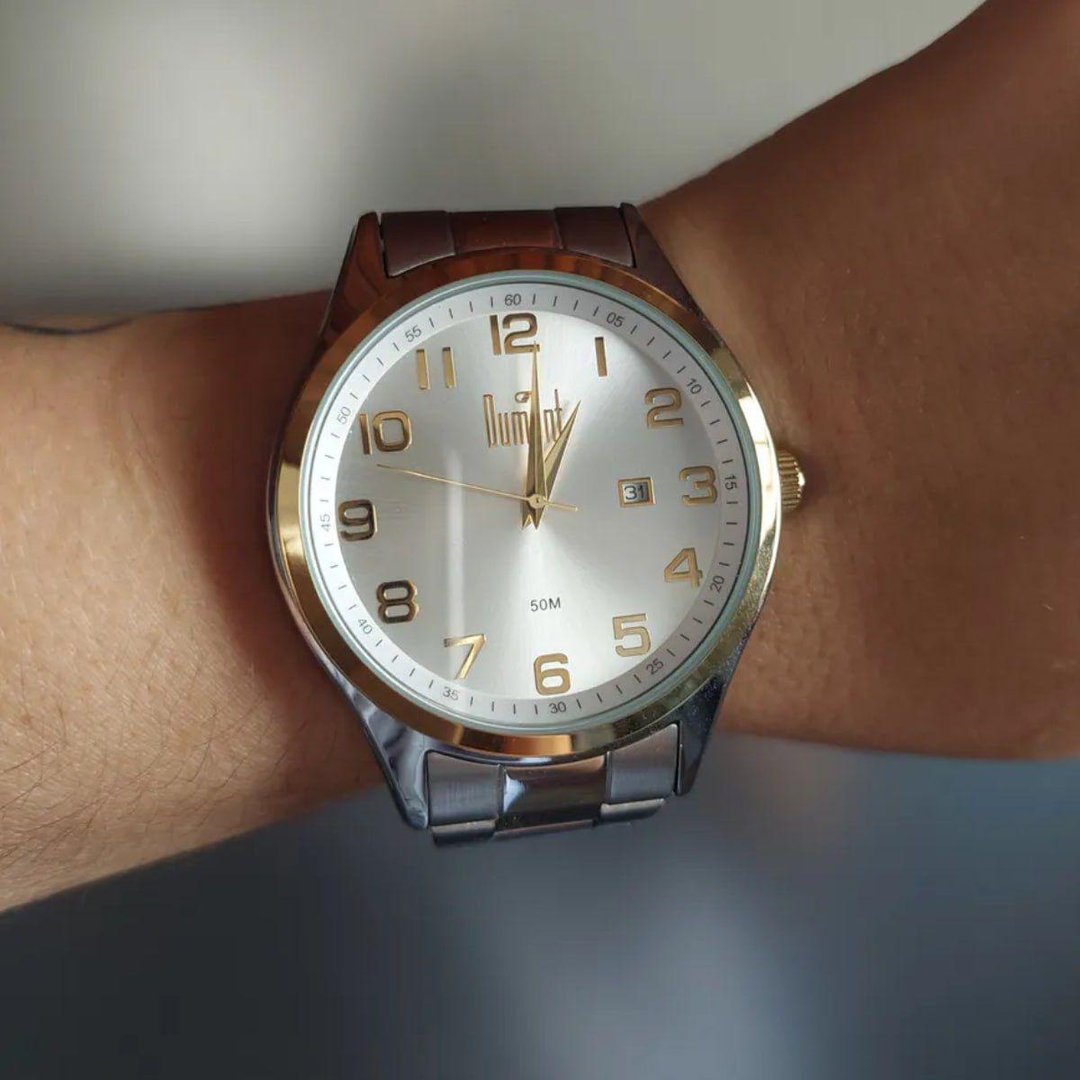 Relógio Dumont Masculino Prata Resistente A Agua Original Du6p29acc/3k Presente Pai Namora...