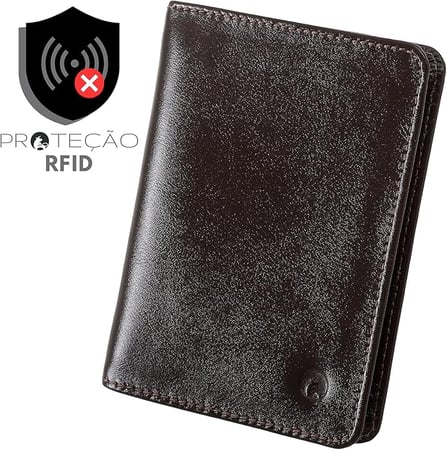 Carteira Masculina Couro Legítimo Proteção RFID Couro50 620 (Café)
