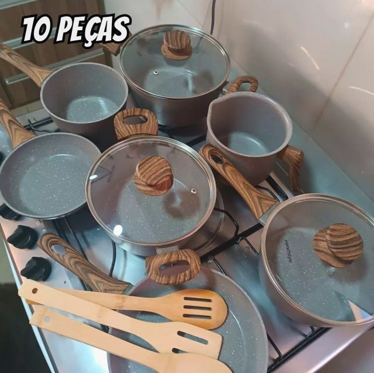 Jogo De Panelas Mimo Style Cerâmica Indução 10 Peças Grafite