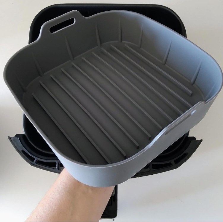 LYOR - Forma Quadrada de Silicone para Air Fryer Cinza 20Cm x 7Cm