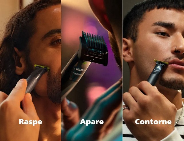 Barbeador E Aparador Elétrico Philips Oneblade Com Pente 5 Em 1, Sem Fio E À Prova D'água - Qp1425/10 Preto 5v