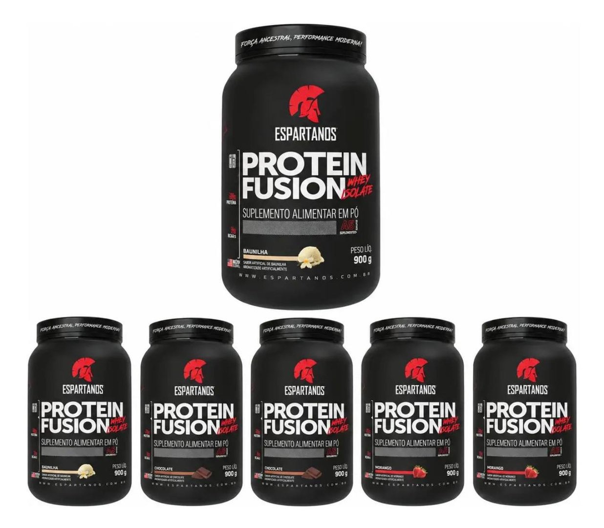 Proteína Espartanos Sports Protein Fusion Whey Isolate sabor Mesclado x 900g 6 un