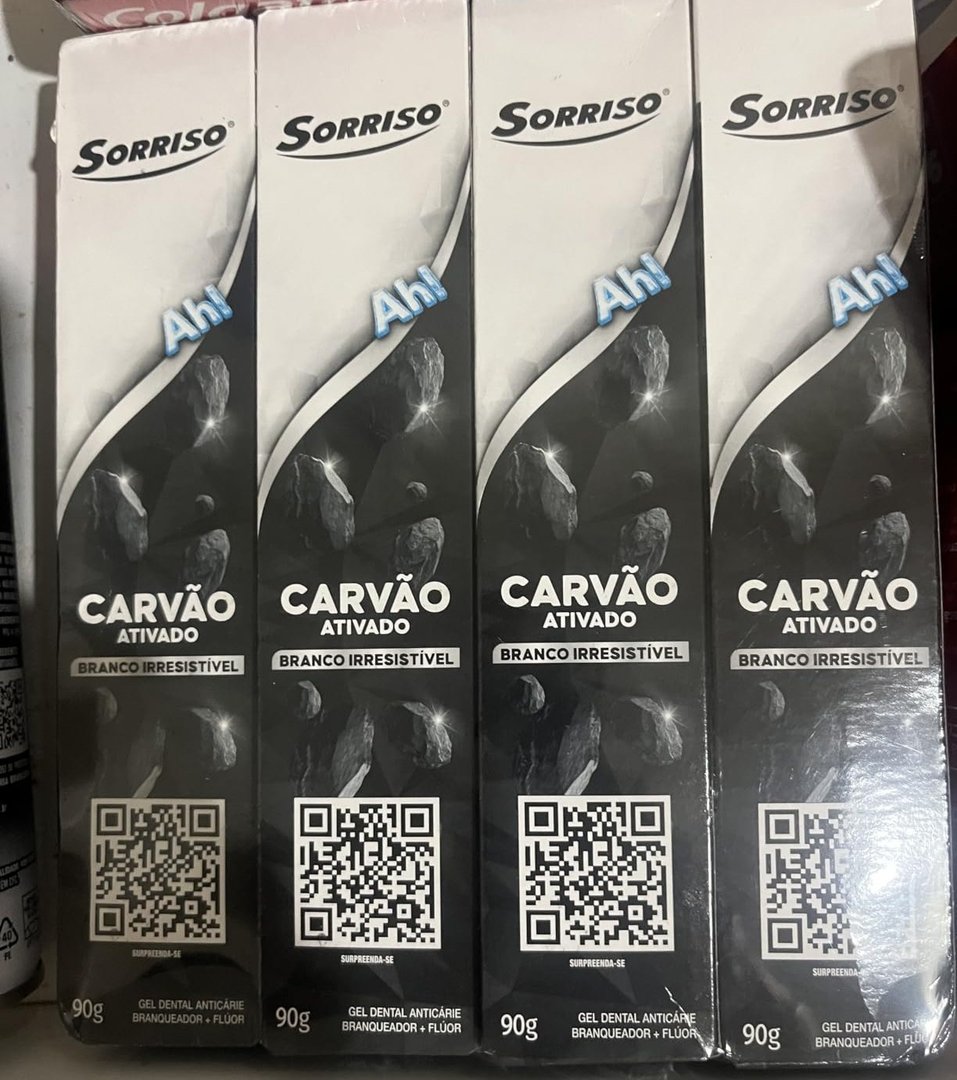 Pack Creme Dental Sorriso Carvão Ativado de 90g - 4 unidades
