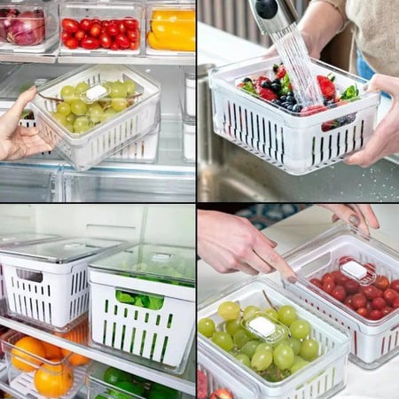 Kit 4 Organizadores Geladeira Clear Fresh 2,8 Conjunto Tampa