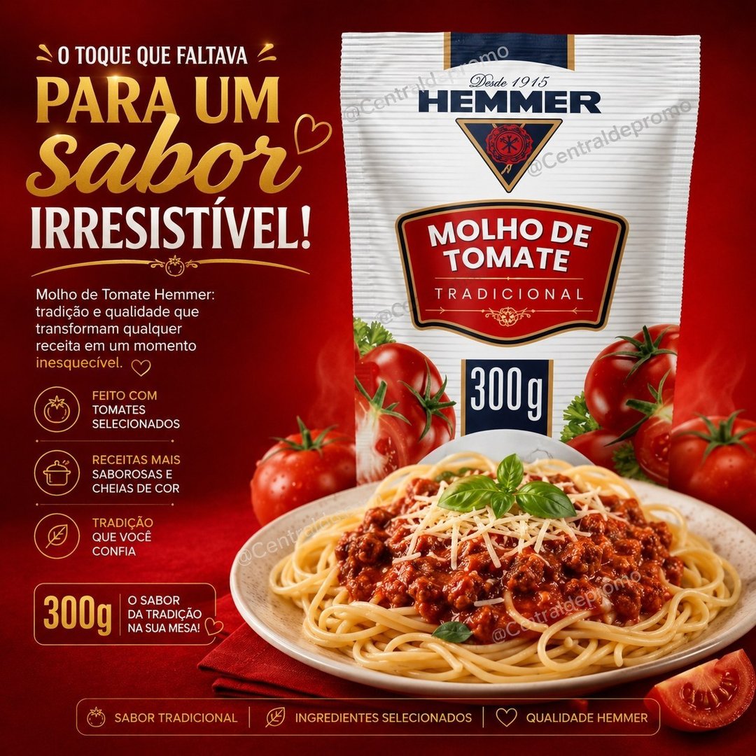 Hemmer Molho De Tomate Tradicional 300G