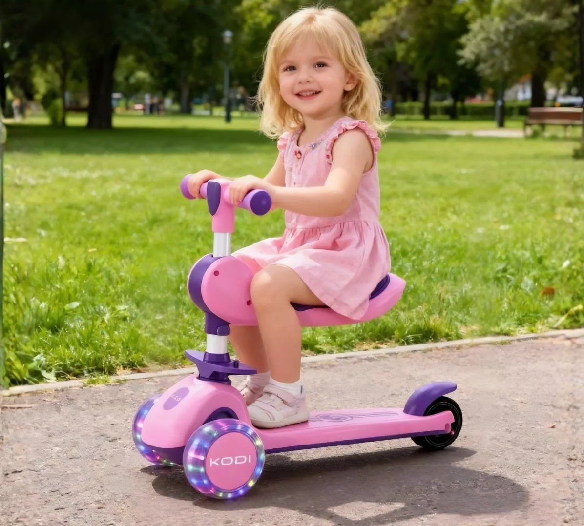 Patinete Infantil 3 Rodas De Led Musical e Guidão Ajustável Scooter Crianças Para Crianças...