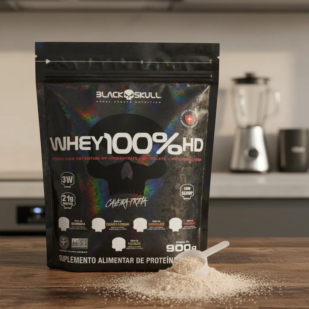Suplemento En Pó Black Skull Whey Protein Massa Muscular Proteína De Whey 100% Hd Sabor Chocolate X 900g