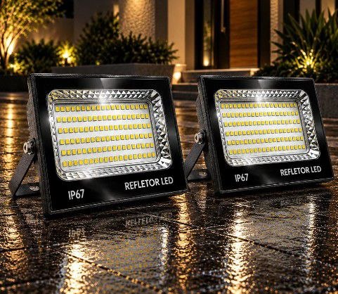Kit 2 Refletores LED 600W QuantaCore Branco Frio IP67 Alumínio