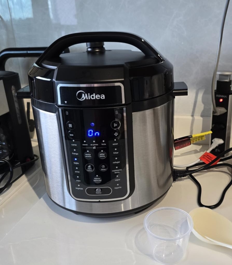 Panela de Pressão Elétrica Midea MasterSteam 6L Display Digital Touch 12 Programas Inox - 220v