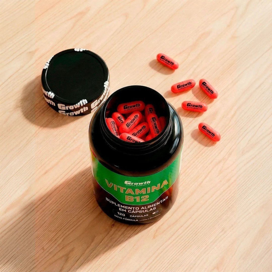 Vitamina B12 120 Cáps. Growth Supplements Sem Sabor