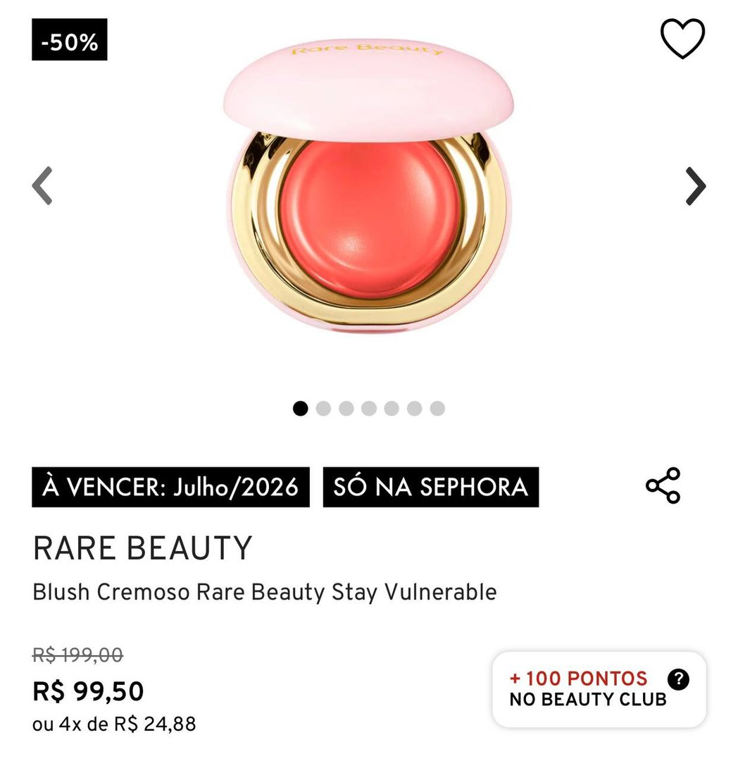 VAI ESGOTAR! BLUSH RARE BEAUTY POR R$99 + FRETE GRATIS 😱 Blush Cremoso Rare Beauty Stay V...