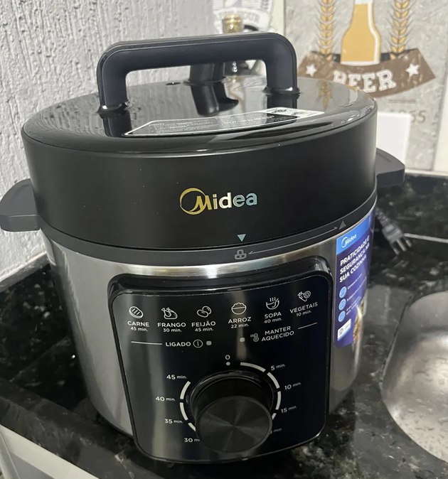 Panela de Pressão Elétrica Inox 4L Midea Cinza - 110v/220v