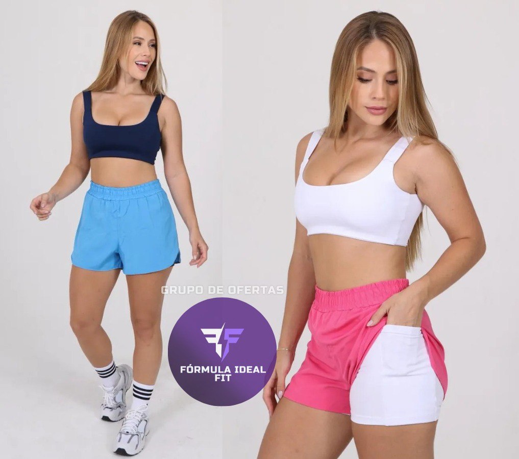 Conjunto Feminino Cropped + Short Duplo Beach Tênis